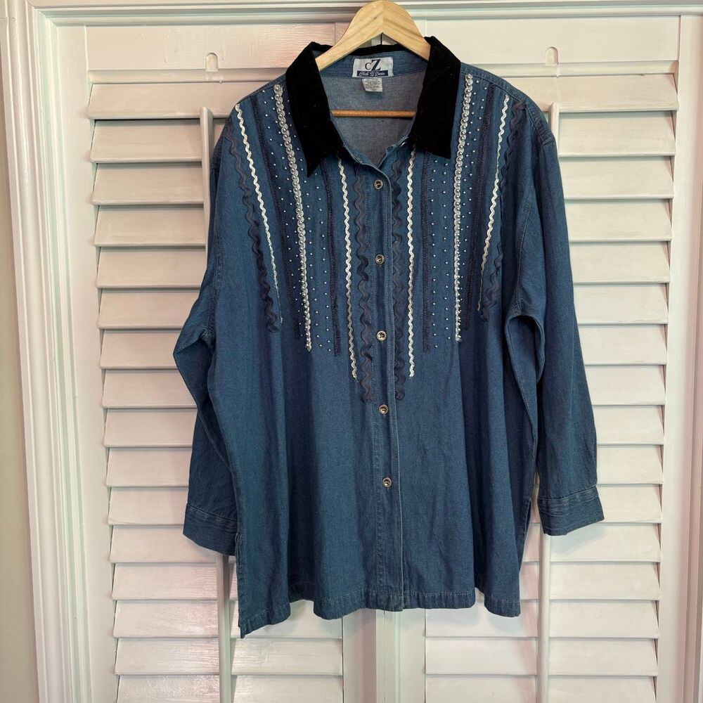 Club Z Denim Button Down Shirt Size 3X